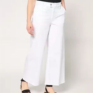 NYDJ High Rise Mona Wide-Leg Ankle Trouser Optic White Women Sz 4 Stretch Pants